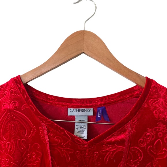 Catherines Embossed Tunic Blouse Women’s 14/16 W Petite Red - Picture 4 of 5
